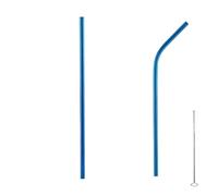 Paille Inox Lot de 100 pailles métalliques réutilisables en acier inoxydable 304, colorées, for boissons de bar et de fête(Blue Mixed)