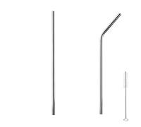Paille Inox Lot de 100 pailles métalliques réutilisables en acier inoxydable 304, colorées, for boissons de bar et de fête(Silver Mixed)