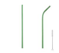Paille Inox Lot de 100 pailles métalliques réutilisables en acier inoxydable 304, colorées, for boissons de bar et de fête(Green Mixed)