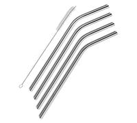 Paille Inox Lot de 4 pailles en acier inoxydable, courbées et réutilisables, avec brosse nettoyage incluse(6mm)