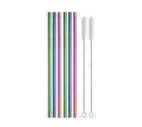 Paille Inox Lot de 6 pailles de rechange en acier de 25 cm, compatibles avec les gobelets de 1134ml, réutilisables(Colorful 1)