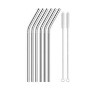 Paille Inox Lot de 6 pailles de rechange en acier de 25 cm, compatibles avec les gobelets de 1134ml, réutilisables(Sliver2)