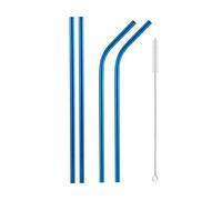 Paille Inox Rainbow Color Reusable Metal Straws Set With Cleaner Brush Stainless Steel Drinking Straw Milk Bar Party(5Pcs Blue)