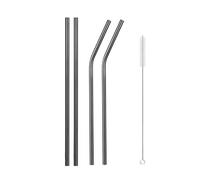 Paille Inox Rainbow Color Reusable Metal Straws Set With Cleaner Brush Stainless Steel Drinking Straw Milk Bar Party(5Pcs Black)