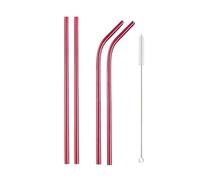 Paille Inox Rainbow Color Reusable Metal Straws Set With Cleaner Brush Stainless Steel Drinking Straw Milk Bar Party(5Pcs Red)