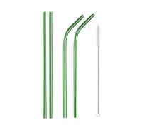Paille Inox Rainbow Color Reusable Metal Straws Set With Cleaner Brush Stainless Steel Drinking Straw Milk Bar Party(5Pcs Green)