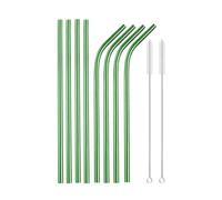 Paille Inox Rainbow Color Reusable Metal Straws Set With Cleaner Brush Stainless Steel Drinking Straw Milk Bar Party(10Pcs Green)