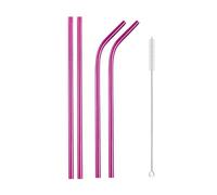 Paille Inox Rainbow Color Reusable Metal Straws Set With Cleaner Brush Stainless Steel Drinking Straw Milk Bar Party(5Pcs Pink)