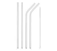 Paille Inox Reusable Metal Straws Set Stainless Steel Straw Straight Bent Drinking With Cleaning Brush Party Bar(4pcs silver)
