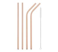 Paille Inox Reusable Metal Straws Set Stainless Steel Straw Straight Bent Drinking With Cleaning Brush Party Bar(4pcs rose)