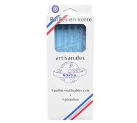 Paille maître verrier français | Lot de 5 + 1 goupillon | verre borosilicate | (Classique droite)