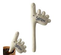 Paille Pied - 17x8cm Céramique Orteil, Bâtonnets Boisson Réutilisables | Ustensile Orteil Fait Main | Pailles Drôles Camping Fête Whisky Thé, Cadeau Humour Noir Pour Adultes