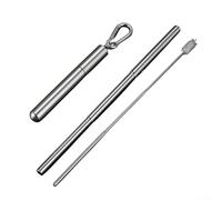 Paille pliable en acier inoxydable 304 respectueuse de l'environnement avec embout en silicone et brosse de nettoyage pour un transport facile et un nettoyage en profondeur pendant le voyage et