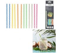 paille réutilisable , 12 pailles droite de 19 cm, pailles pour bocaux ,4 coloris