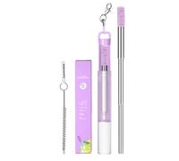 Paille télescopique portative - Pailles à boire réutilisables, acier inoxydable | Paille de voyage en acier inoxydable avec embout en silicone, brosse de nettoyage incluse, idéale pour boissons froide