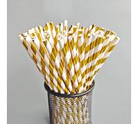 Pailles Colorées De Qualité Alimentaire, 25 Pièces, Surface Brillante, Papier Kraft, Fournitures De Gobelets Colorés, Pailles En Papier Bronzant À Motif