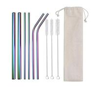 Pailles colorées en métal réutilisables, 12 mm de diamètre, acier inoxydable 304, idéales for le bubble tea et les gobelets 590 ml (20 oz)(Rainbow)