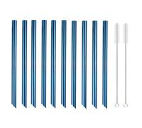 Pailles en Acier Inoxydable 10Pcs 12 * 215mm Colorful 304 Stainless Steel Drinking Straws Set Reusable Metal Straw(Color6)