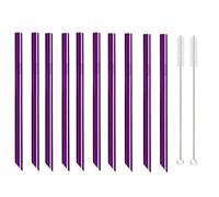 Pailles en Acier Inoxydable 10Pcs 12 * 215mm Colorful 304 Stainless Steel Drinking Straws Set Reusable Metal Straw(Color7)
