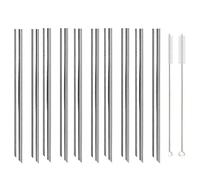 Pailles en Acier Inoxydable 10Pcs 12 * 215mm Colorful 304 Stainless Steel Drinking Straws Set Reusable Metal Straw(Color1)