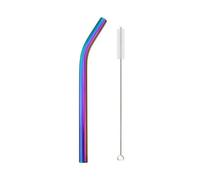 pailles en acier inoxydable 2pcs Reusable Drinking Straw Stainless Steel Straw 12mm Wide Metal Straws Set Milkshake Bubble Tea Straw(Rainbow Bent)