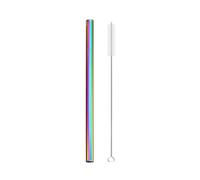 Pailles En Acier Inoxydable 2pcs Reusable Drinking Straw Stainless Steel Straw 12mm Wide Metal Straws Set Milkshake Bubble Tea Straw Pour Inox(Rainbow Straight)