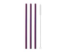 pailles en acier inoxydable 3Pcs Reusable Heart Shaped Drinking Straw With Brush Stainless Steel Straws For Juice Milk Tea Coffee Bar Party(3Pcs Purple)