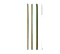 pailles en acier inoxydable 3Pcs Reusable Heart Shaped Drinking Straw With Brush Stainless Steel Straws For Juice Milk Tea Coffee Bar Party(3Pcs Rainbow)