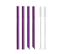 pailles en acier inoxydable 4Pcs 12mm Reusable Metal Straws With 2 Brush Stainless Steel Straws Set Bar Drinking Bent Straw(Purple C)