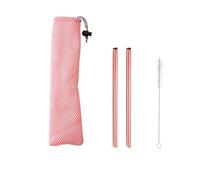 Pailles En Acier Inoxydable 4pcs Stainless Steel Straw Creative Romantic Pink Heart Straw For Drinking Juice Milk Parties Supplies Pour Inox(1 set)