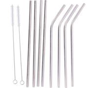 Pailles en Métal avec Brosses de Nettoyage 10 pièces Réutilisables Ecologiques Argent