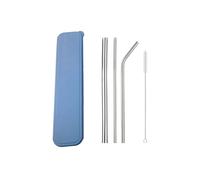 pailles en acier inoxydable Colorful 304 Stainless Steel Straws Set Box Reusable Milkshake Drinking Straw Metal Straw With Cleaner Brush(Silver)