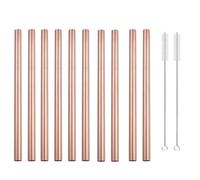 Pailles en Acier Inoxydable Ensemble de pailles à boire colorées en acier inoxydable 215, 10 pièces, 12x304mm, paille métallique réutilisable(Rosegold Straight)