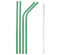 Pailles en Acier Inoxydable Ensemble de pailles métalliques réutilisables avec brosse nettoyage, en acier inoxydable 304, for boire du lait, jus, café, accessoire(4Pcs Green)