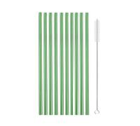 Pailles en acier inoxydable Lot de 10 pailles réutilisables en métal et acier inoxydable 304 avec brosse for cocktail(Green Straight)