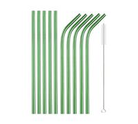 Pailles en acier inoxydable Lot de 10 pailles réutilisables en métal et acier inoxydable 304 avec brosse for cocktail(Green Mixed A)