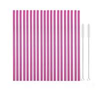 Pailles en Acier Inoxydable Pailles à boire en métal, 10 couleurs, 20 pièces, colorées, réutilisables, acier inoxydable 304, ensemble avec 2 brosses(Pink Straight)