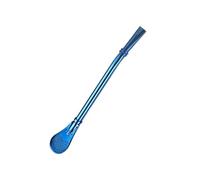 Pailles en Acier Inoxydable Pailles à boire multicolores réutilisables en acier inoxydable 304, lavable, cuillère Yerba Mate, paille filtrante(Blue 1PCS)