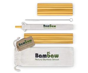 Pailles en Bambou de 14 et 22 cm | Pailles Réutilisables | Fabriquées à la Main à Bali | Inclus une Brosse de Nettoyage et une Pochette de Rangement | Bambaw
