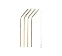 Pailles en inox dorées POINT VIRGULE - Set de 4 - 20.5 cm - réutilisables et élégantes