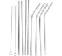 Pailles en Métal avec Brosses de Nettoyage 10 pièces Réutilisables Écologiques Alpina Argent Argent G