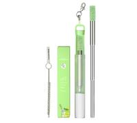 Pailles en métal avec étui et brosse de nettoyage | Pailles pliables en acier inoxydable pour cocktail, milkshake, boissons froides/chaudes, pailles à thé pour tasses à boissons