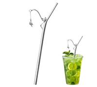 Pailles en métal réutilisables, accessoire de boisson portable, pailles en acier inoxydable de conception de pêche pour croisière camping randonnée sac à dos voyage café thé en plein air, écologiques,