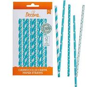 Pailles en papier 80pcs bleu - Decora