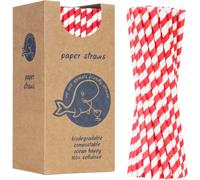 Pailles en papier écologiquesPAPER STRAWS 6/205mm - blanc et rouge 250pcs.