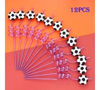 Pailles En Plastique En Spirale Colorées Réutilisables,Thème Football,Fête À La Maison,Fête D'anniversaire Pour Enfants,Fournitures De Décoration,12 Pièces