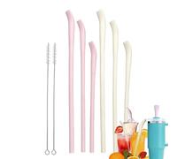 Pailles en silicone réutilisables,6 Pièces Réutilisables | Pailles à Boisson avec 2 Brosses de Nettoyage,pour, gourdes, eau, café, jus, voyages, plage