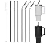 Pailles en Stainless Steel Réutilisables,6 Pcs Aille Inox Reutilisable Pailles de Rechange avec 1 Brosses de Nettoyage Adaptées à Toutes Sortes de Boissons