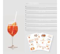 Pailles En Verre Aperol Spritz,Coffret Cadeau de 6Pièces Pailles Aperol Pour Verres，20cm Pailles Réutilisables Pour les Cocktails, les jus de Fruits, le Café et le lait,Le cadeau idéal