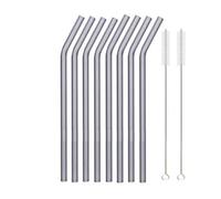 Pailles en Verre Ensemble de pailles en verre réutilisables Pailles à boire multicolores for cocktails, smoothies, milkshakes(8pcs Grey Bent)
